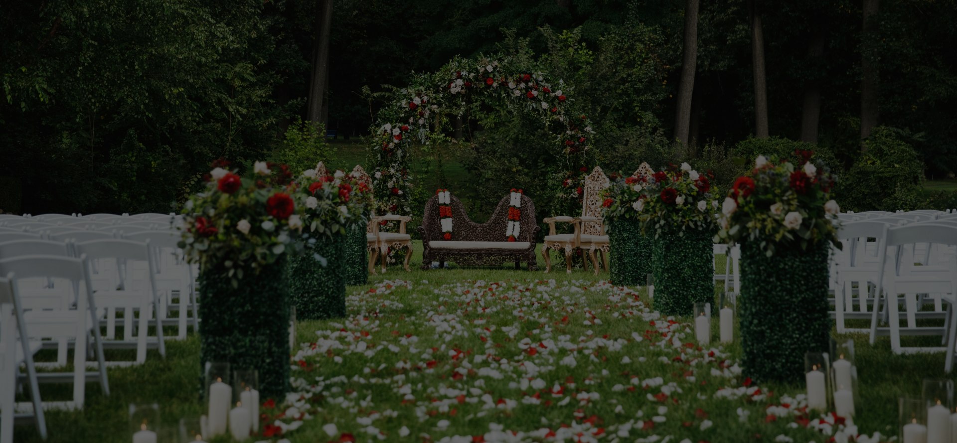 rose petals cover green garden ready traditional hindu weddi